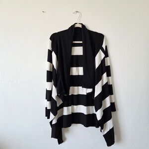 White House Black Market Cardigan Sweater Open Front Striped Soft Comfy Cozy M